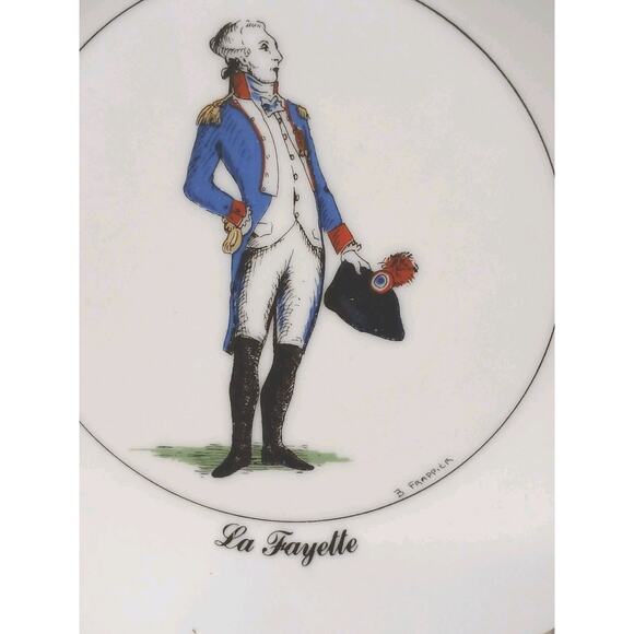 1989 APILCO Marquis de Lafayette Bernadette Frappier Saucer Plate White France - Picture 5 of 10